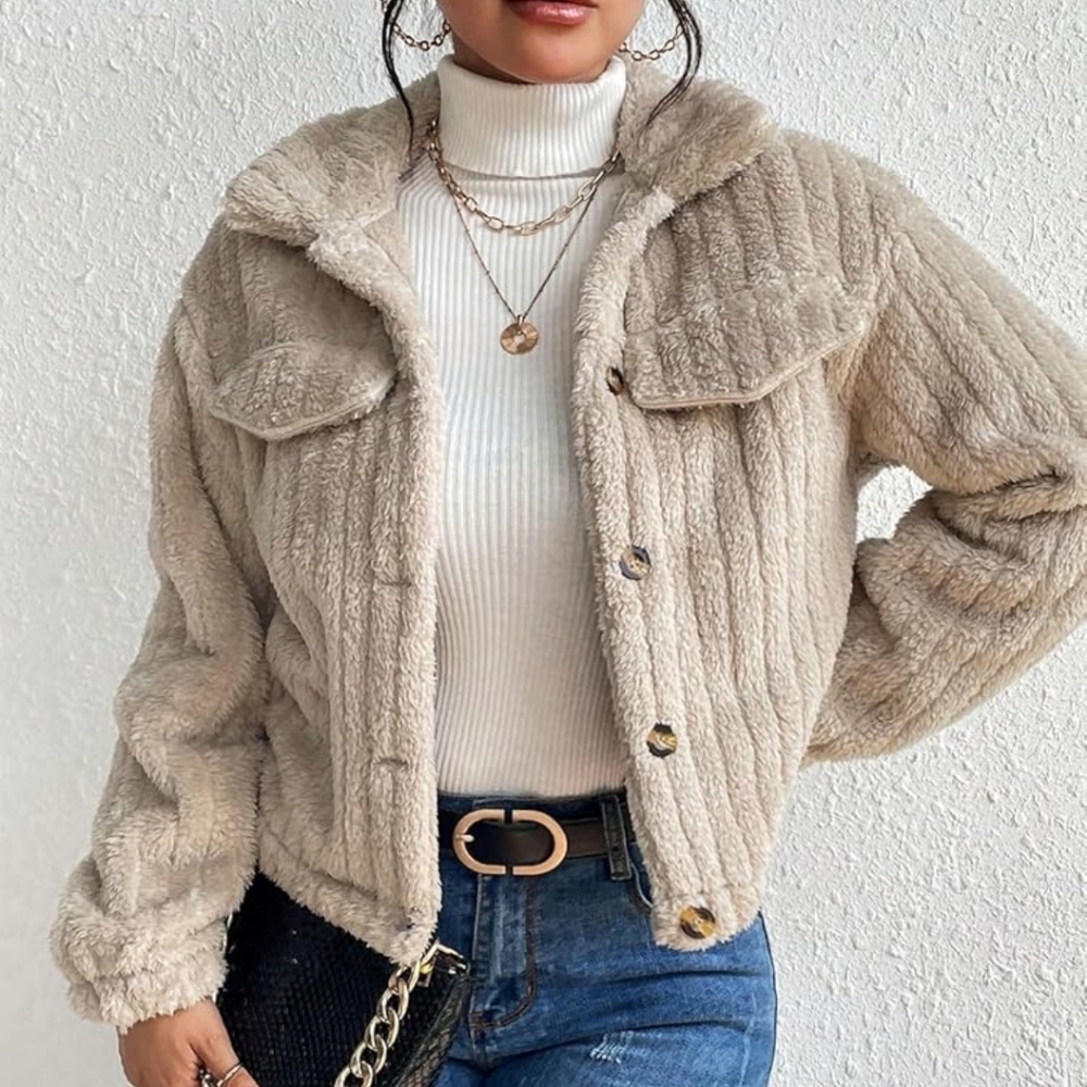 NWT Vipwest Cozy Tan Faux Fur Jacket Size 4XL